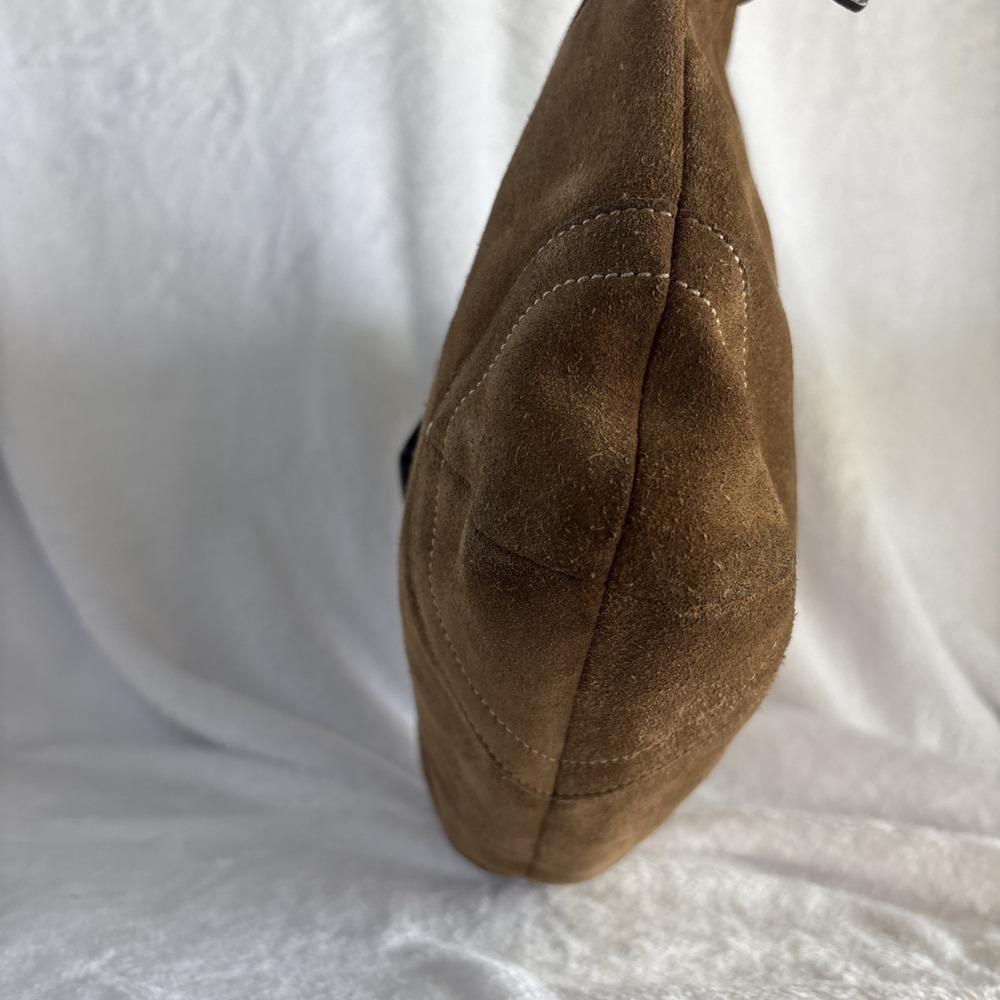 COACH Soho Handbag Brown Tan Suede Leather Hobo Crossbody Shoulder Bag - Picture 9 of 16